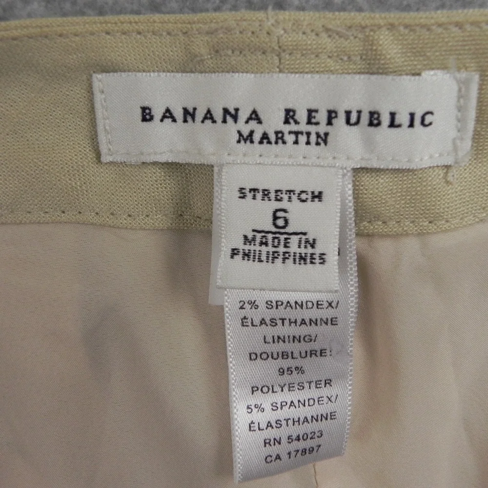 Banana Republic Pants Womens 6 Martin Stretch Linen Blend Wide Leg Slacks Beige